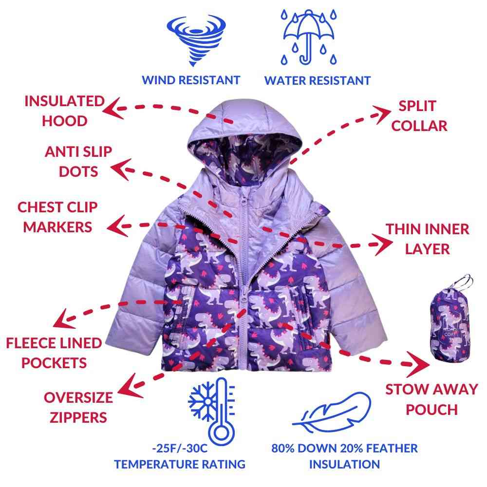 Car Seat Coat Down - Purple Raptor Print R2386