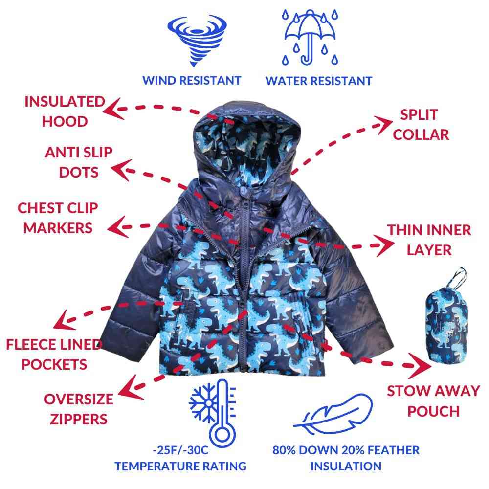 Car Seat Coat Down - Navy Raptor Print L726070