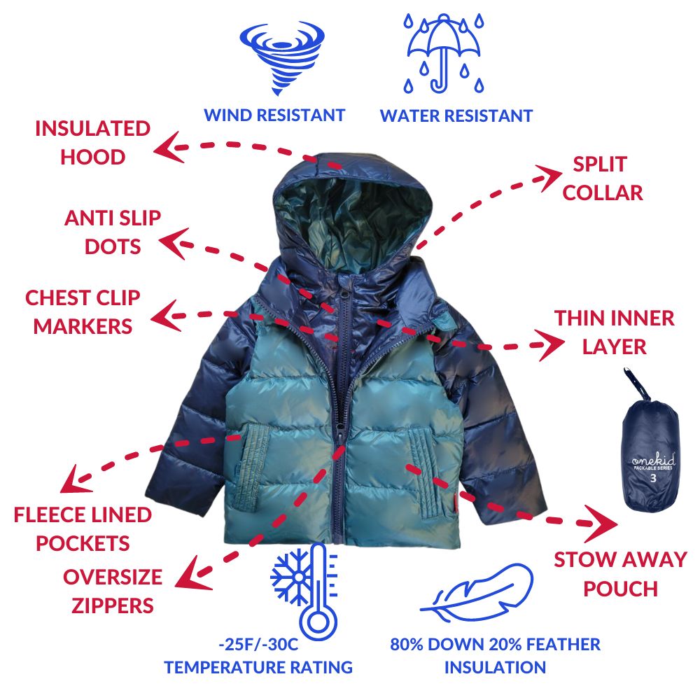 Car Seat Coat Down - Navy/Teal Z365