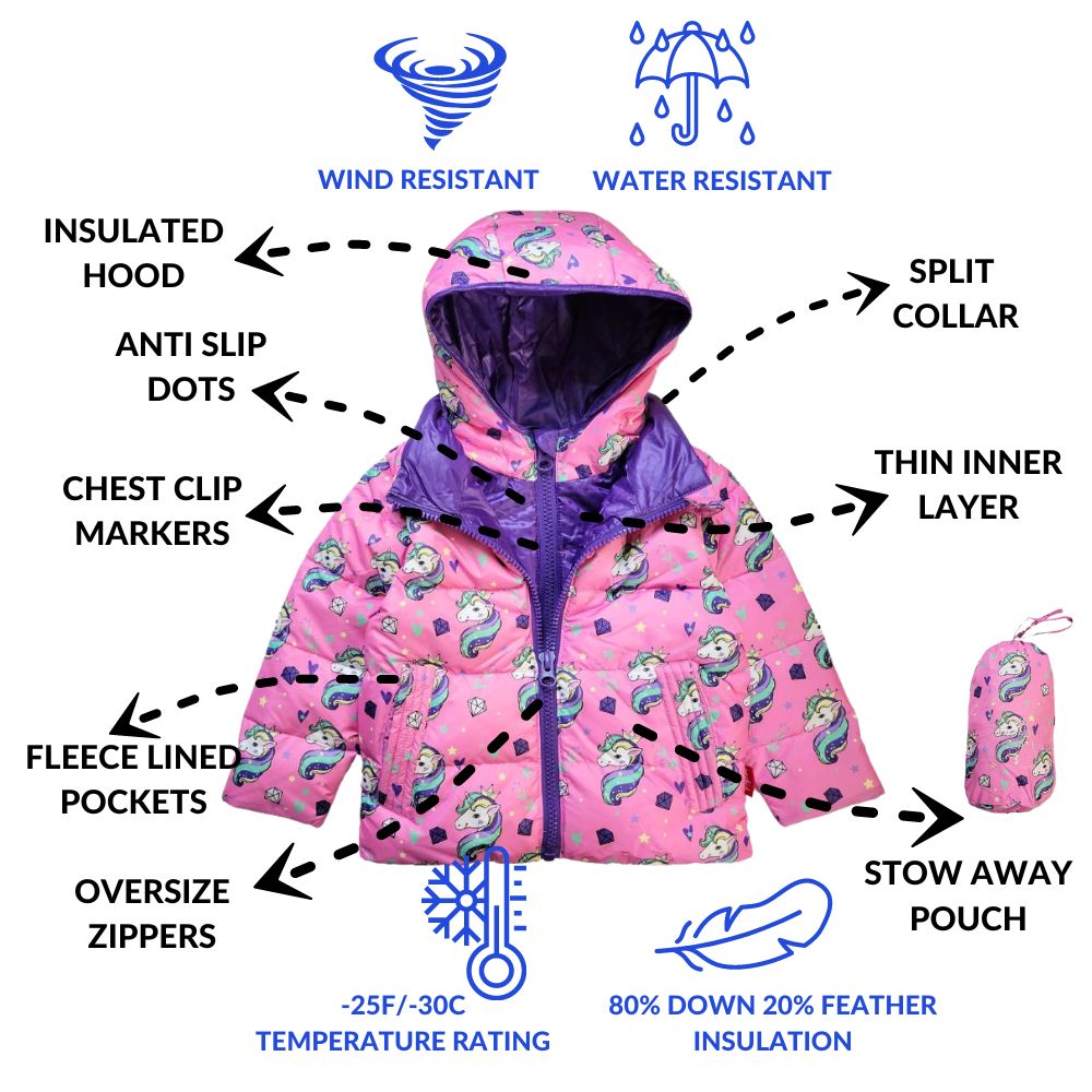 Unicorn Print Down Car Seat Coat B437062