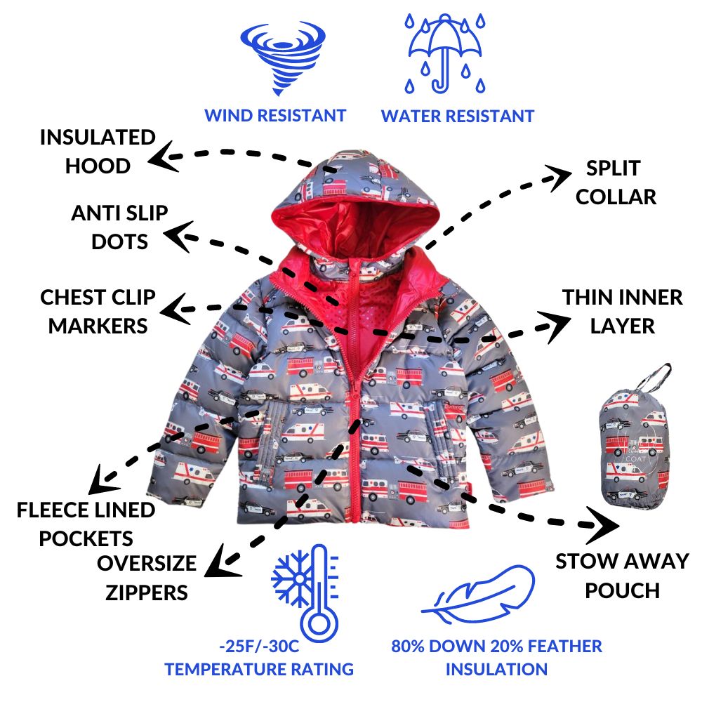 Rescue Print Down Car Seat Coat G292