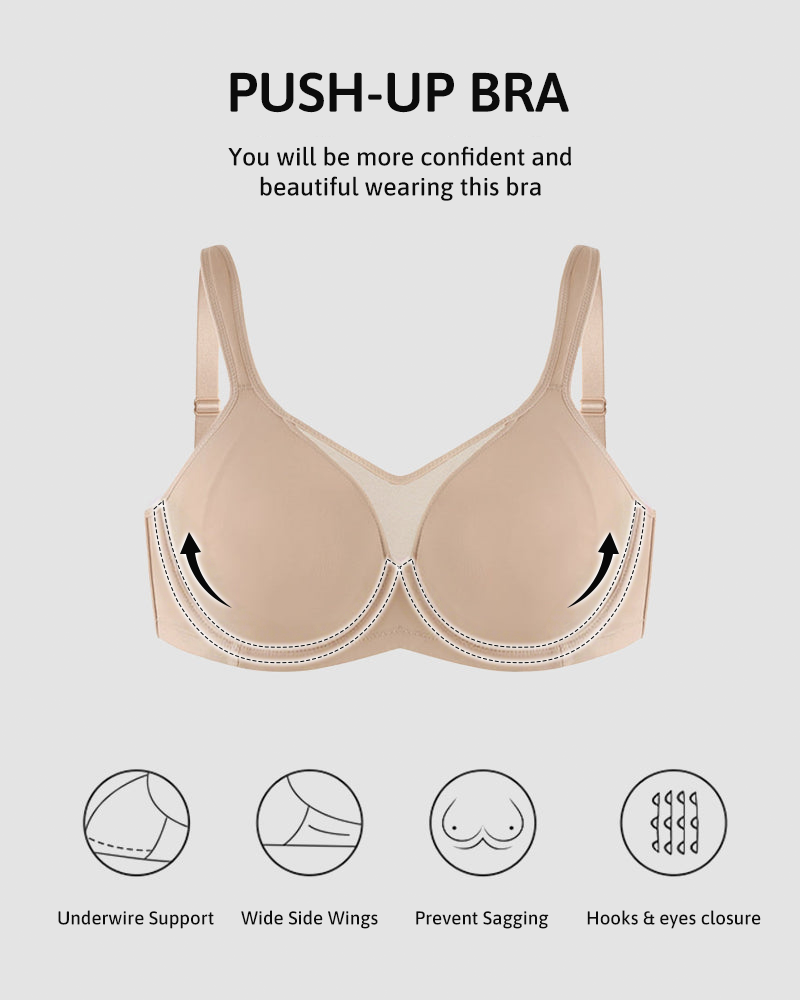 Plus Size Unlined Full Coverage Non-padded Cooling Minimizer Bra