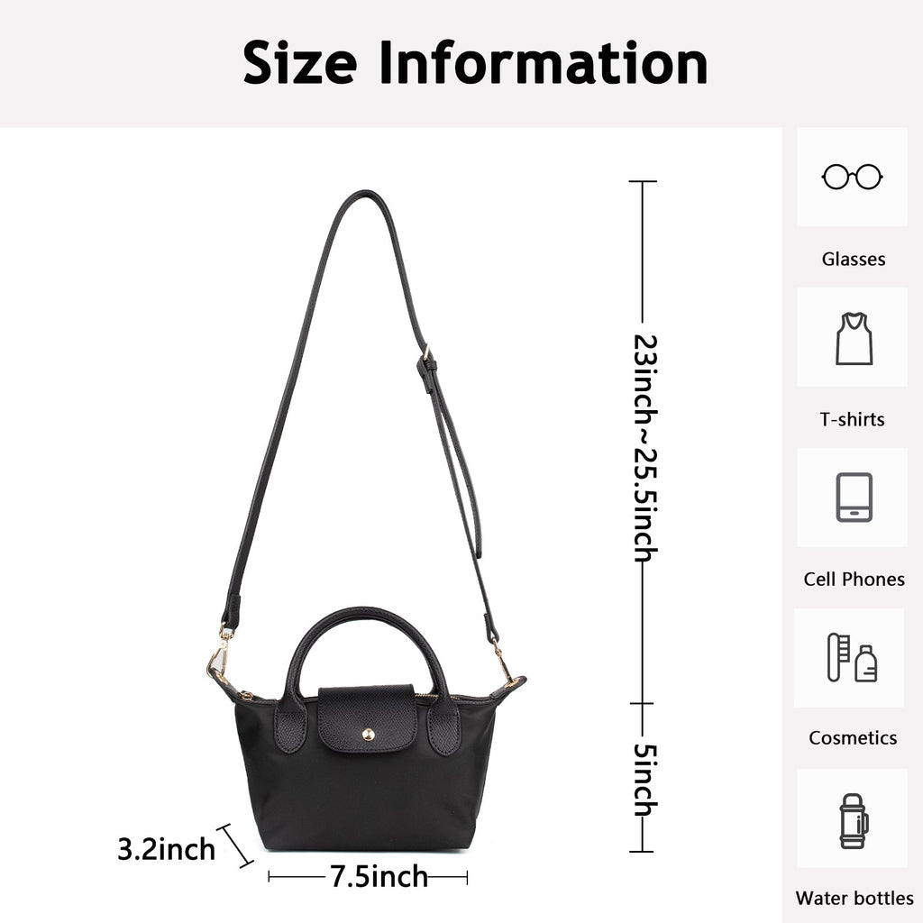 Ounamei Mini Checkered Nylon Crossbody Bag | Small Size Large Capacity 3-Way Carry Lightweight Tote