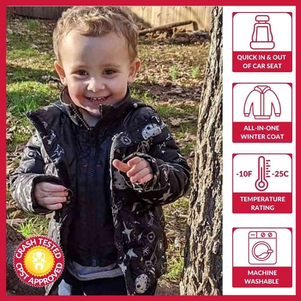 Car Seat Coat Vegan - Rocketship Print B401