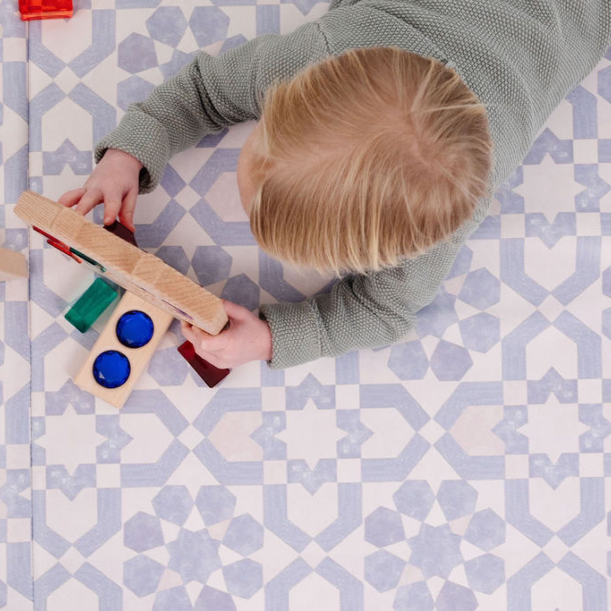 Blue Tile Vegan Leather Mat J32837