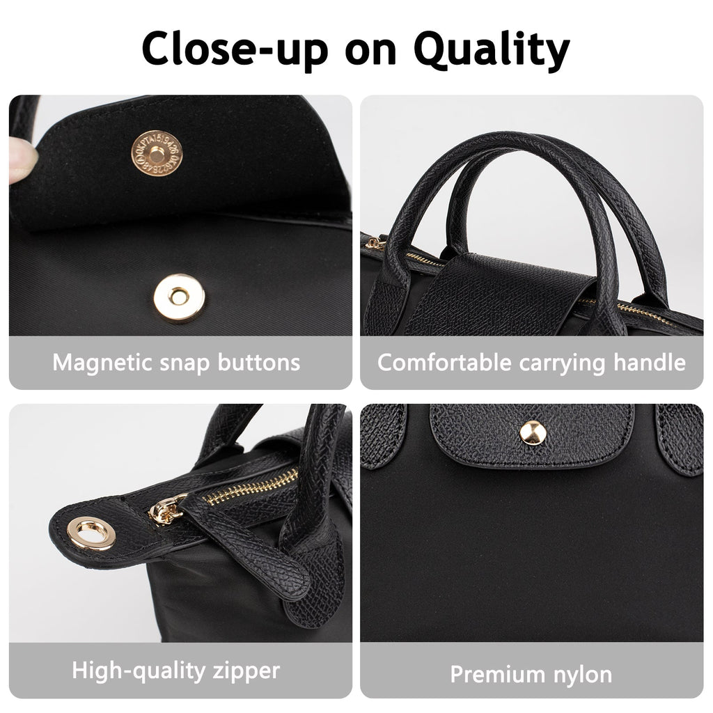 Ounamei Mini Checkered Nylon Crossbody Bag | Small Size Large Capacity 3-Way Carry Lightweight Tote