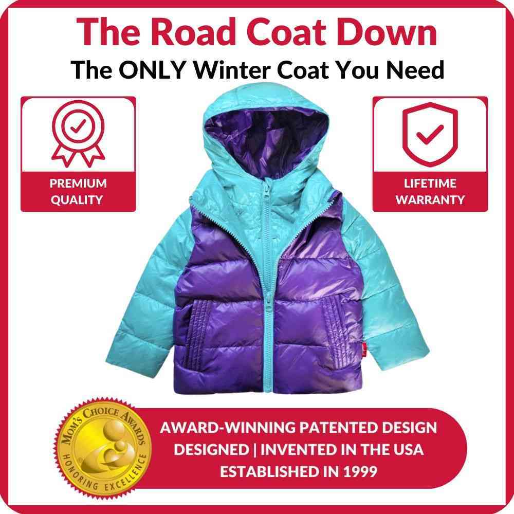 Car Seat Coat Down - Aqua/Purple X36556