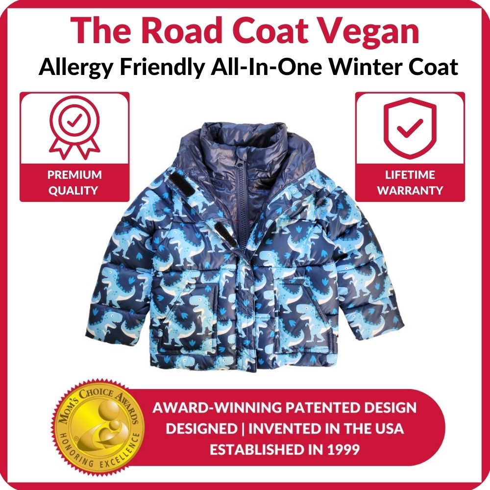 Car Seat Coat Vegan - Navy Raptor Print B393026