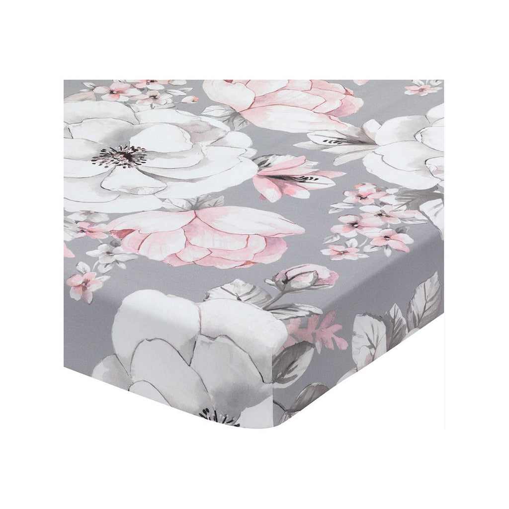 Botanical Baby Sheet - Grey Floral P1506