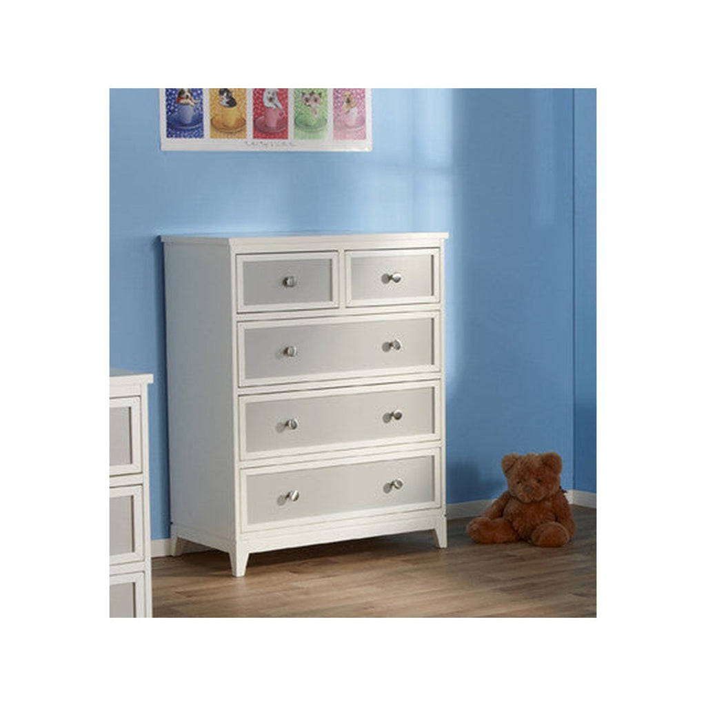 Five Drawer Dresser in White/Grey W5511