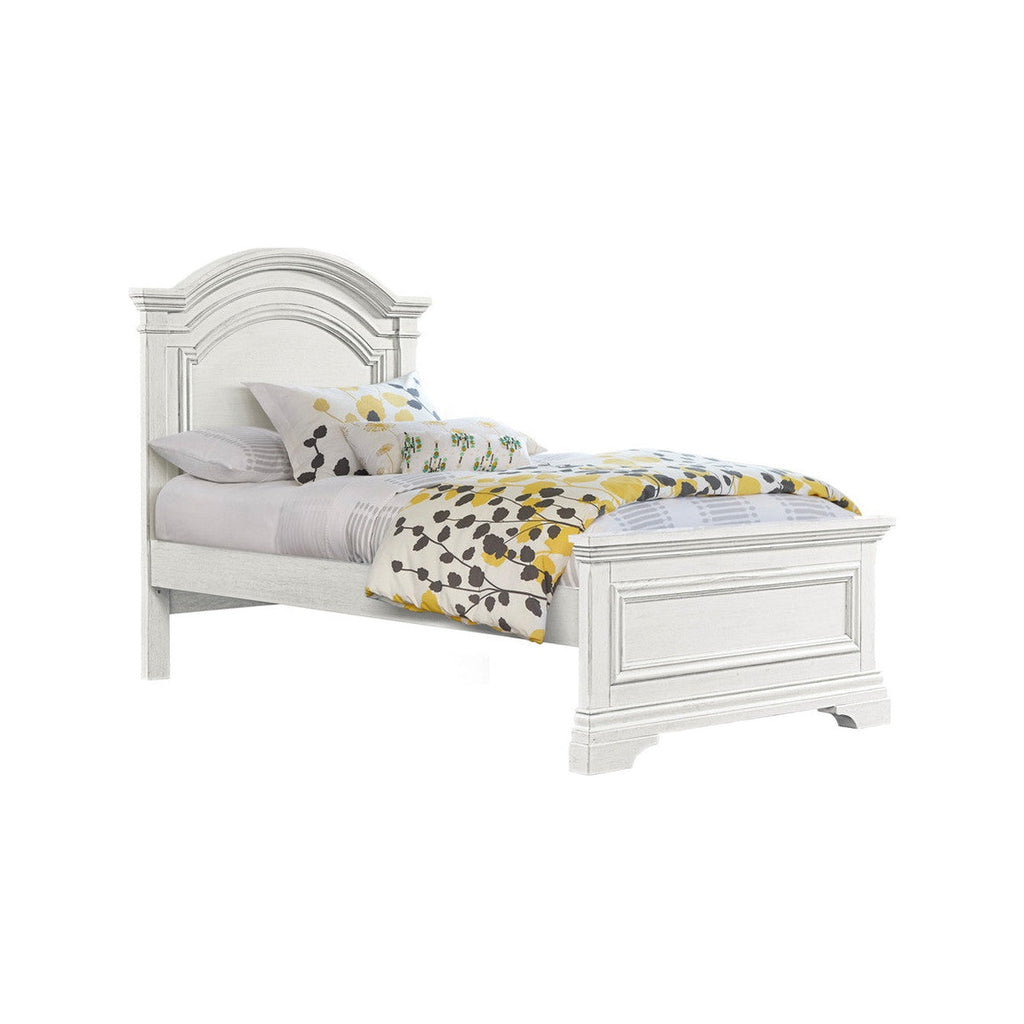 Twin Bed with Arch Top in Brushed White J179