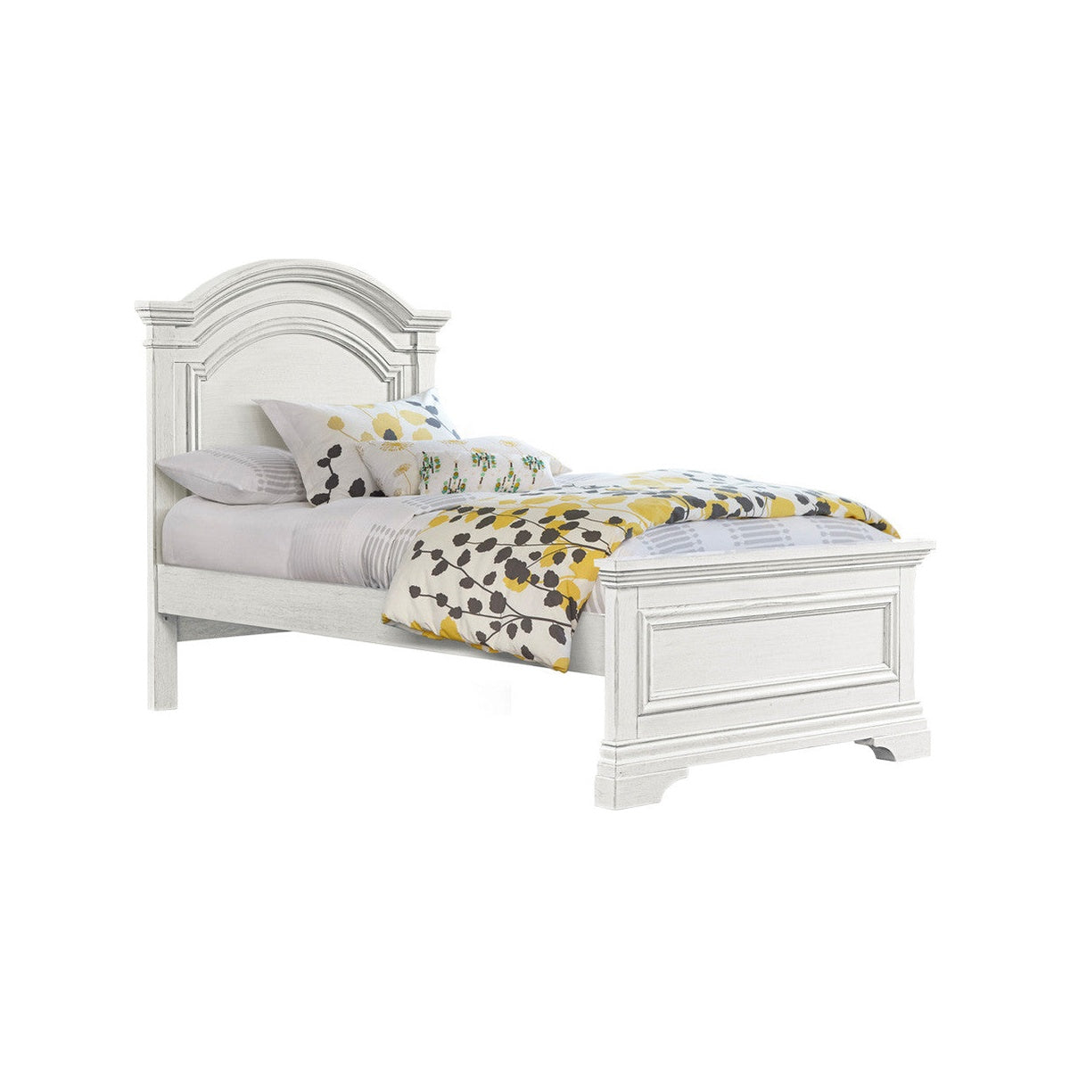 Twin Bed with Arch Top in Brushed White J179