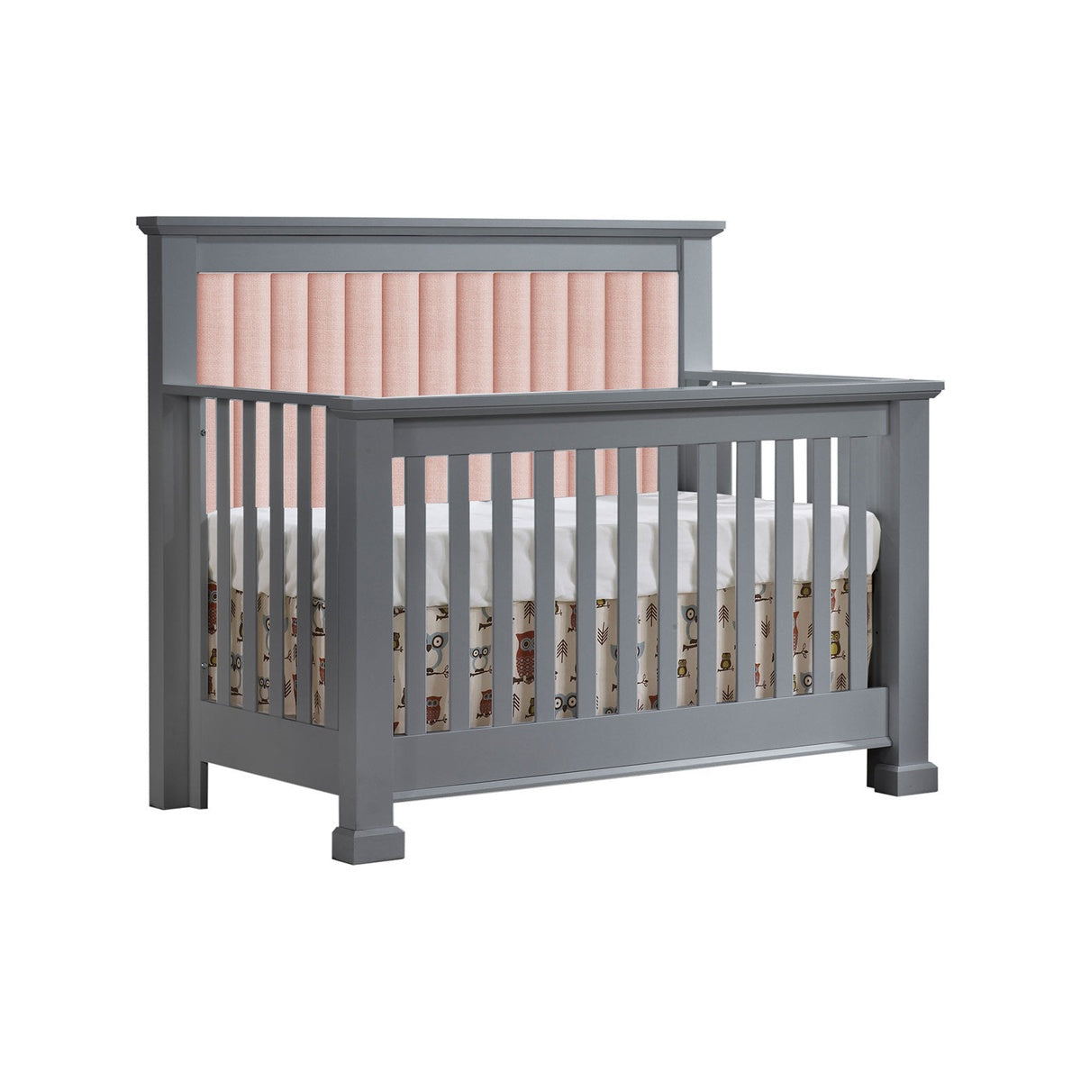 Convertible Crib with Channel Tufted Panel Blush D710