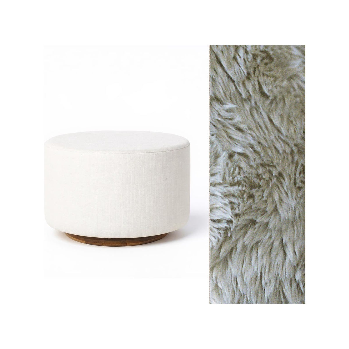 Oval Ottoman with Wood Base L99466