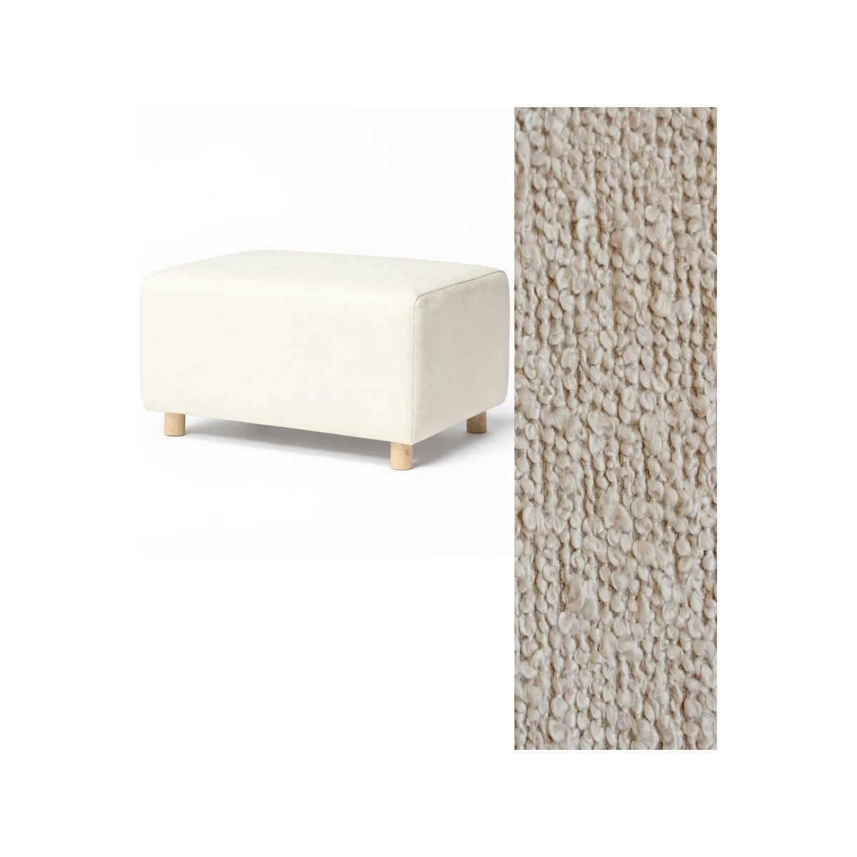 Wide Rectangle Ottoman with Wood Base I157