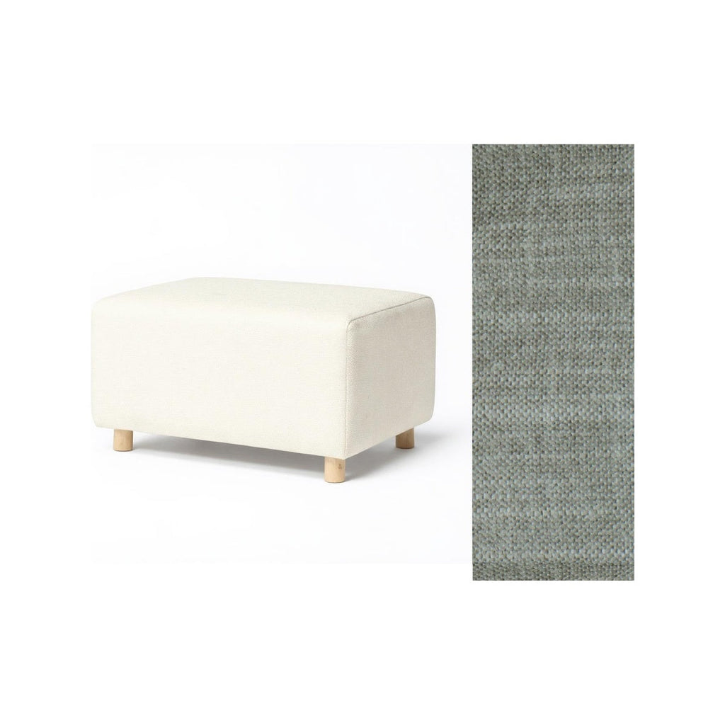 Wide Rectangle Ottoman with Wood Base I157