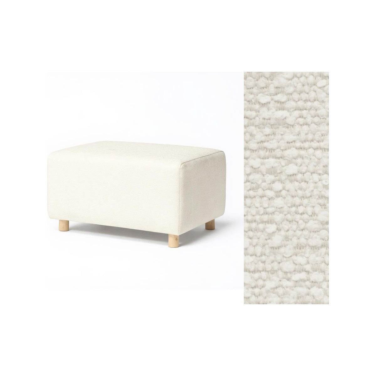 Wide Rectangle Ottoman with Wood Base I157