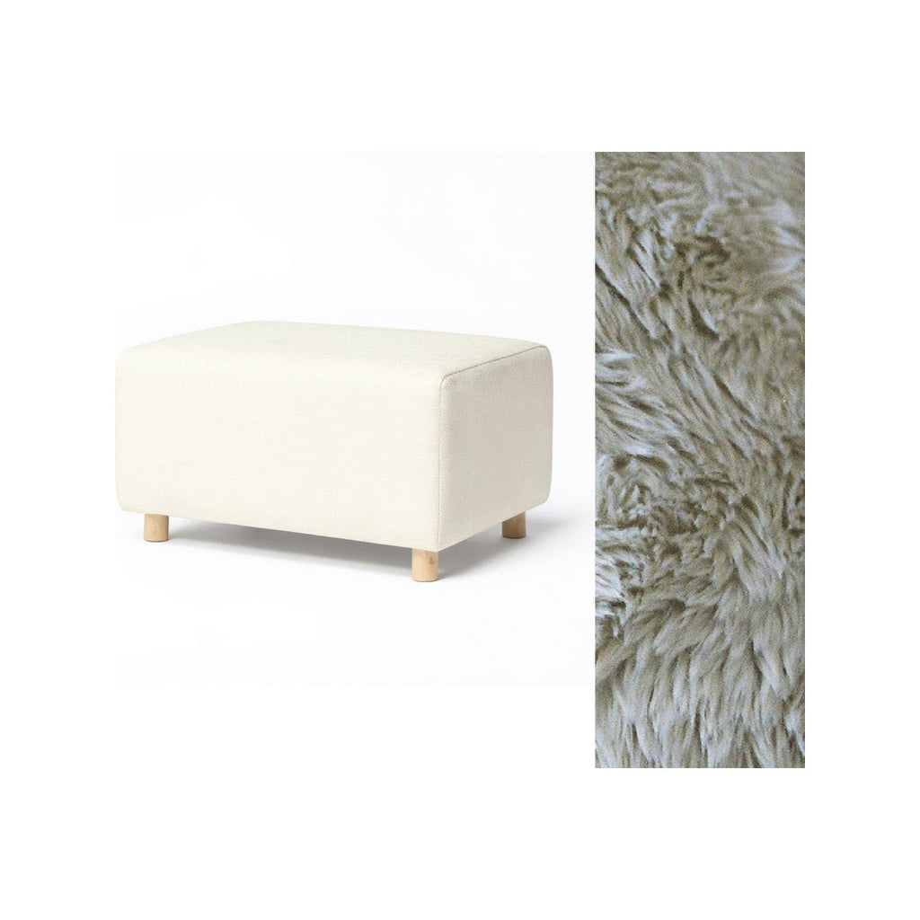 Wide Rectangle Ottoman with Wood Base I157