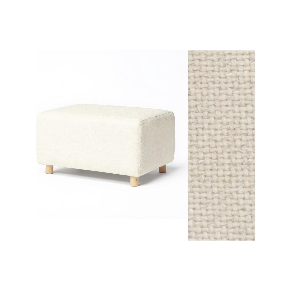 Wide Rectangle Ottoman with Wood Base I157