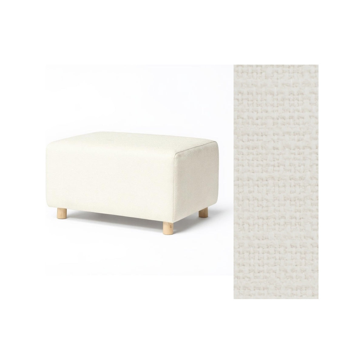 Wide Rectangle Ottoman with Wood Base I157
