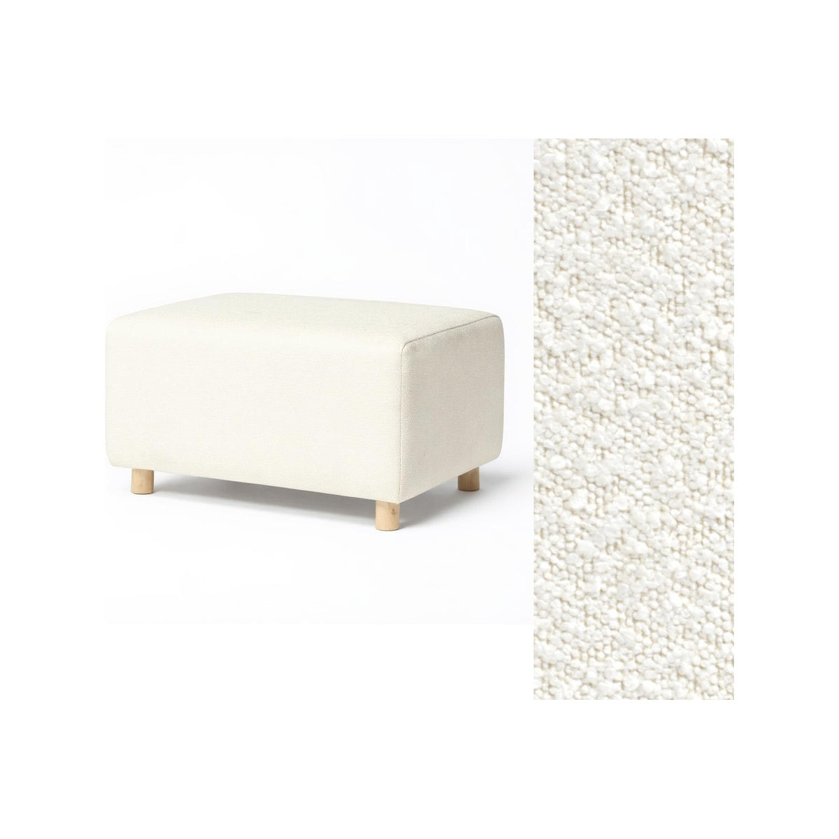 Wide Rectangle Ottoman with Wood Base I157