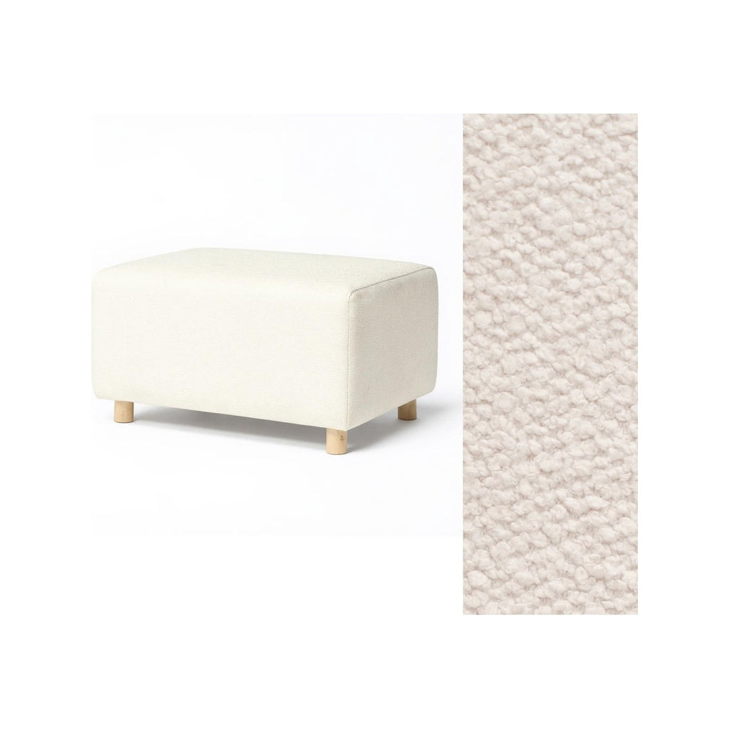 Wide Rectangle Ottoman with Wood Base I157