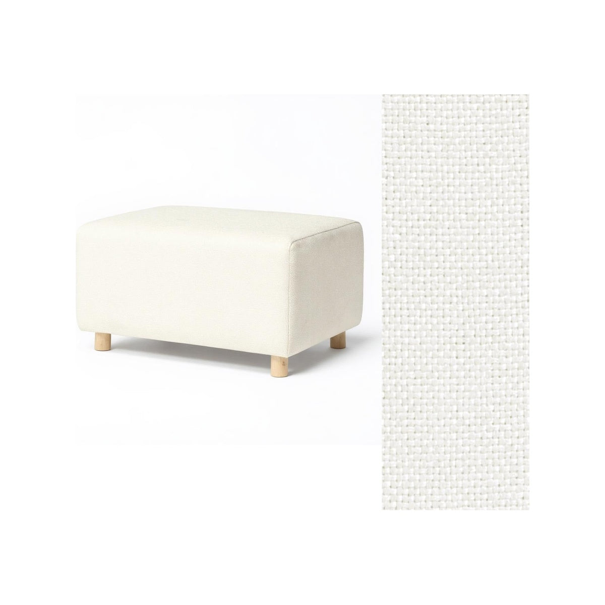 Wide Rectangle Ottoman with Wood Base I157