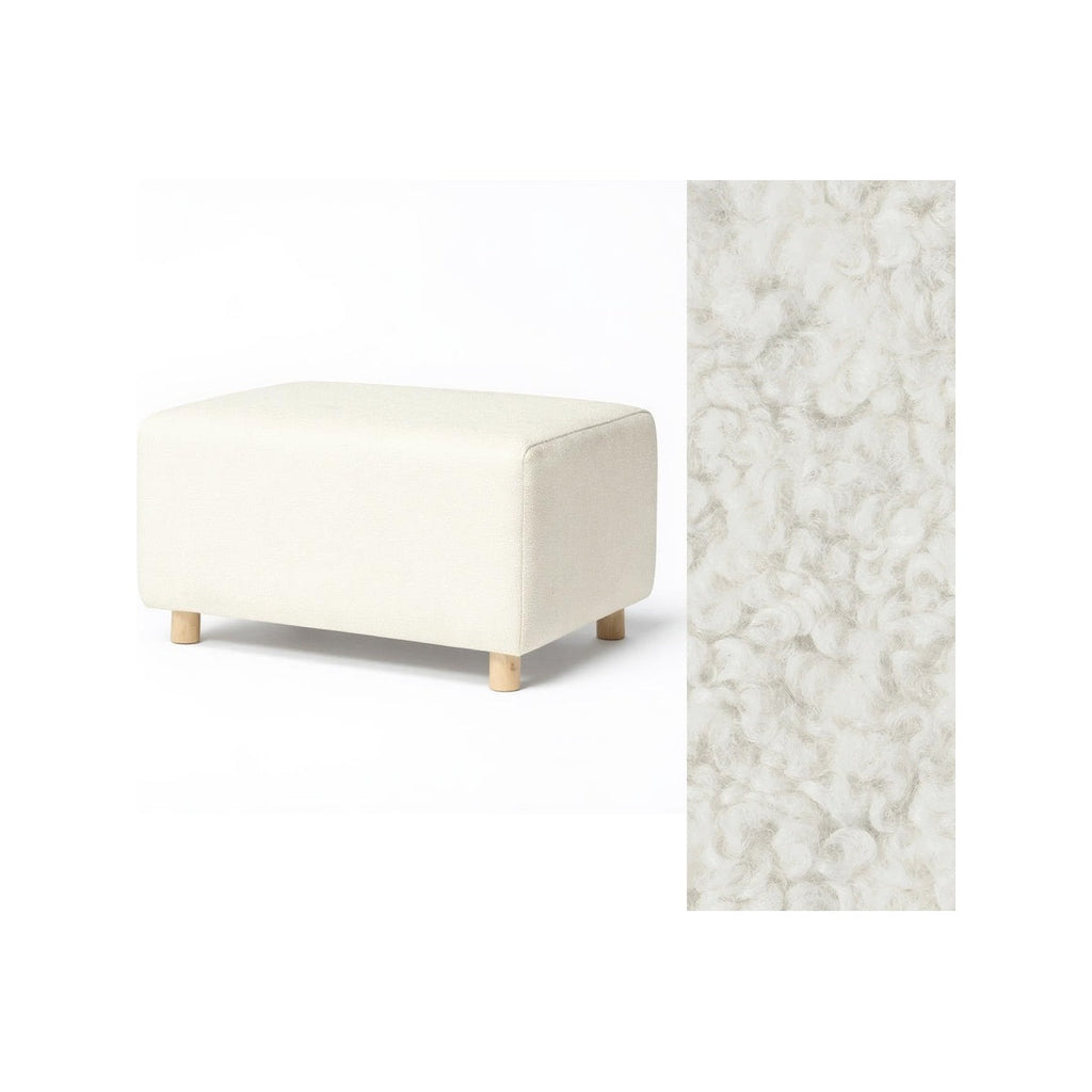 Wide Rectangle Ottoman with Wood Base I157