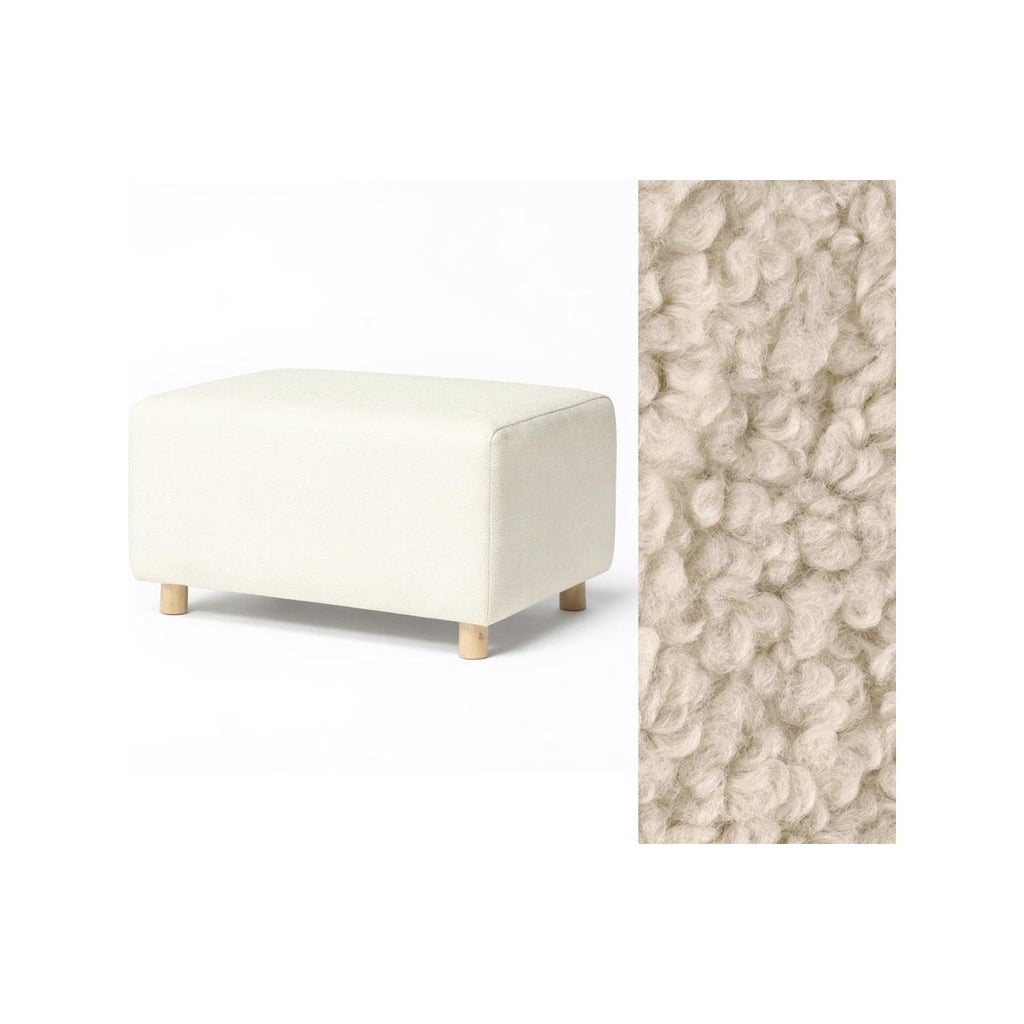 Wide Rectangle Ottoman with Wood Base I157