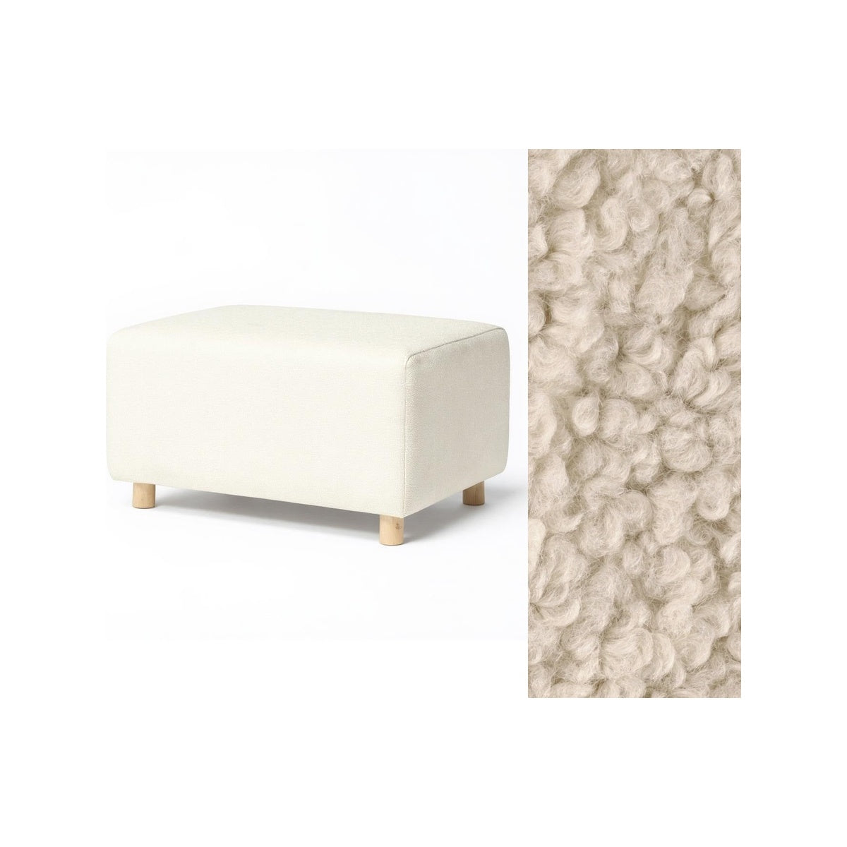 Wide Rectangle Ottoman with Wood Base I157