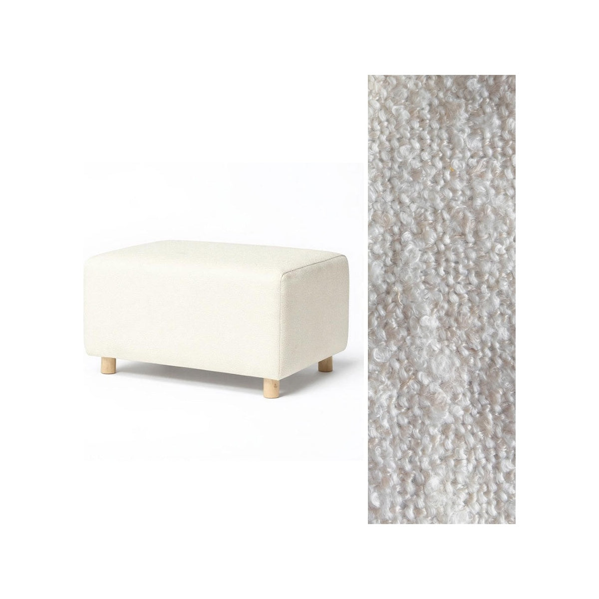 Wide Rectangle Ottoman with Wood Base I157