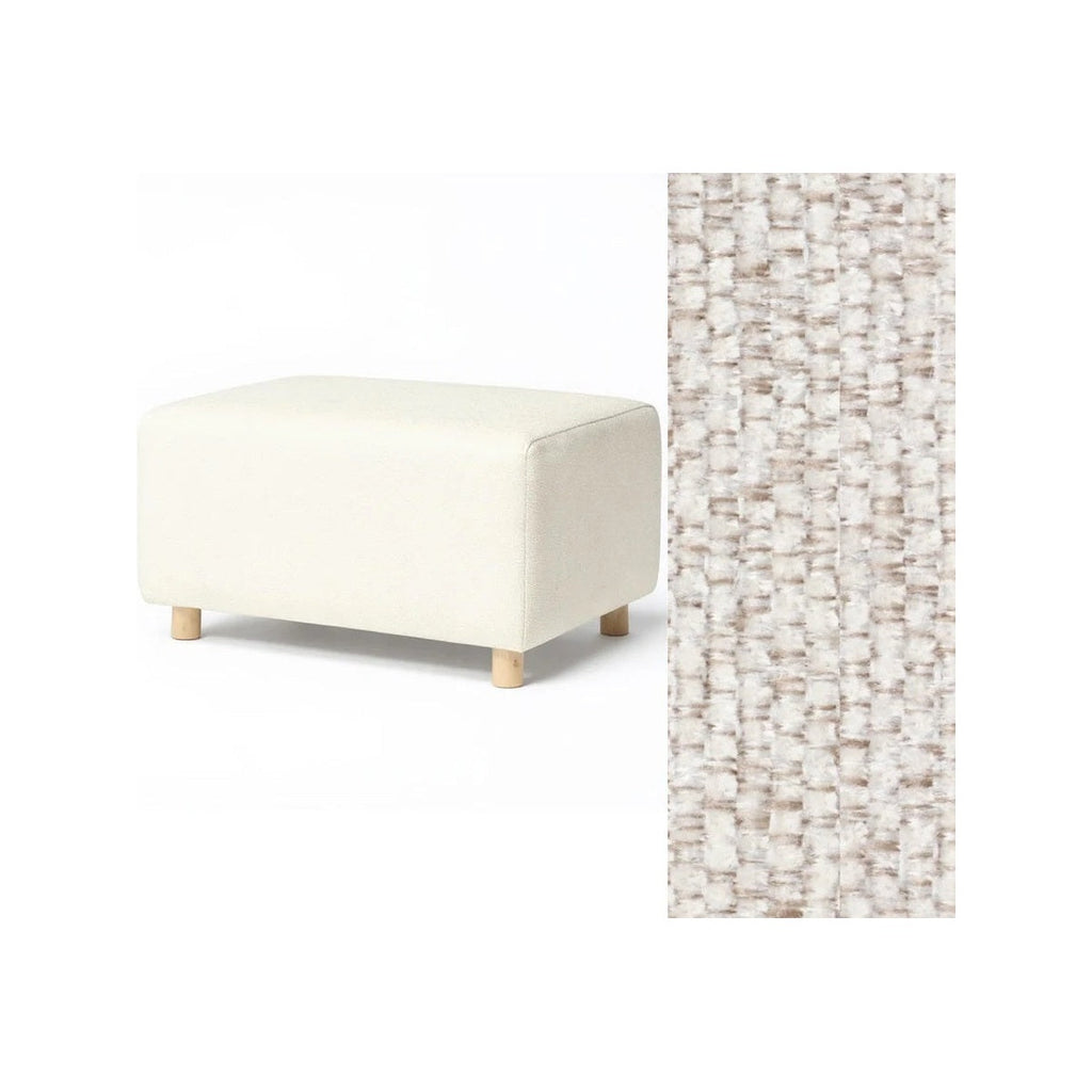 Wide Rectangle Ottoman with Wood Base I157