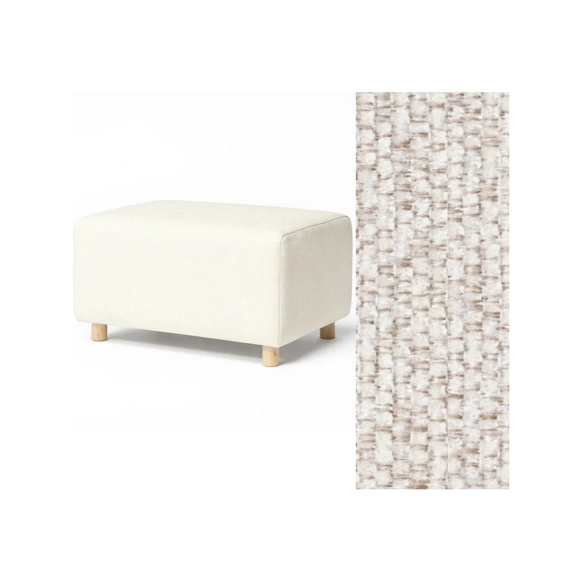 Wide Rectangle Ottoman with Wood Base I157