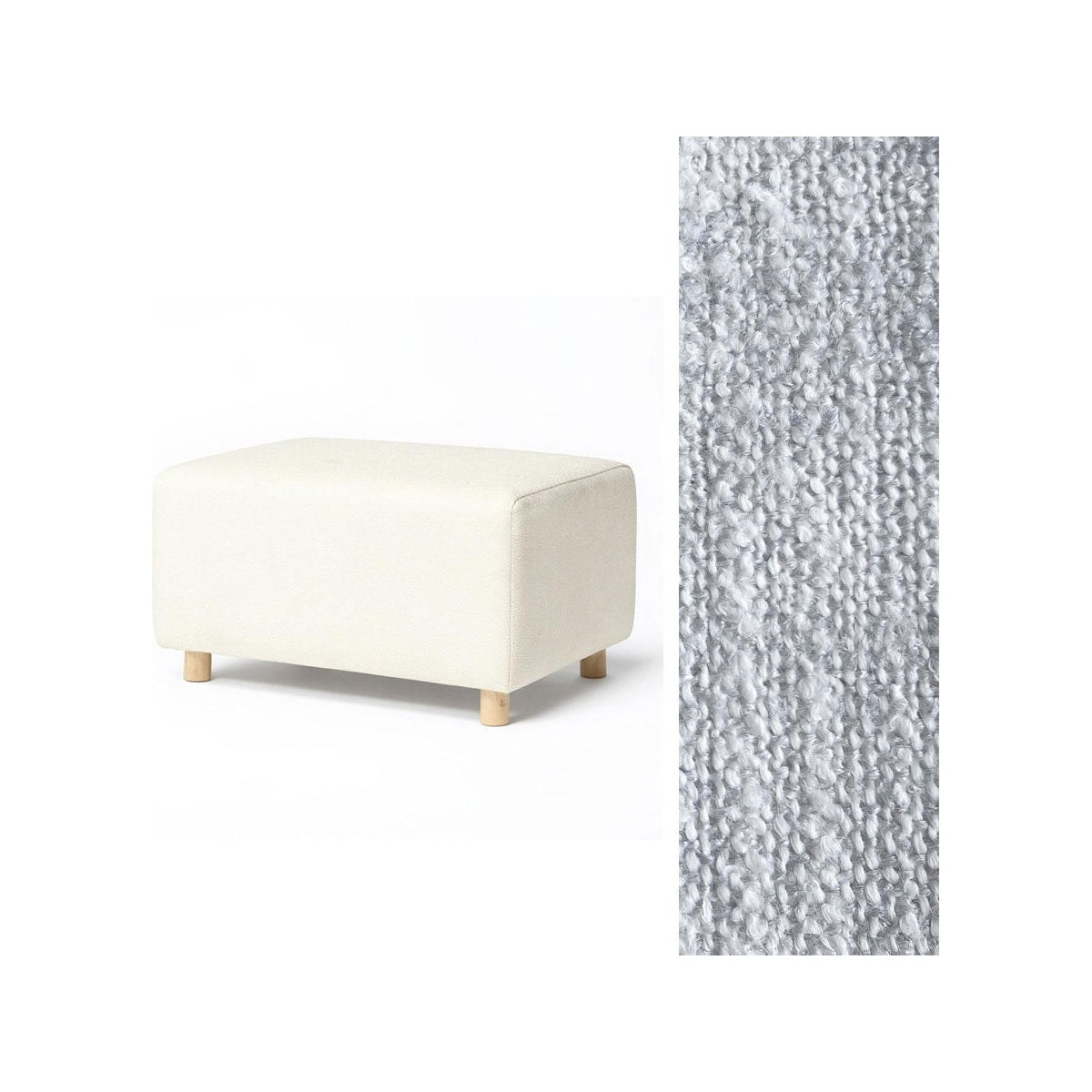 Wide Rectangle Ottoman with Wood Base I157