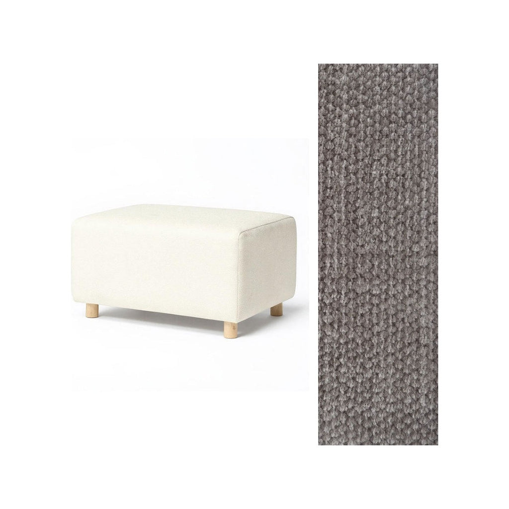 Wide Rectangle Ottoman with Wood Base I157