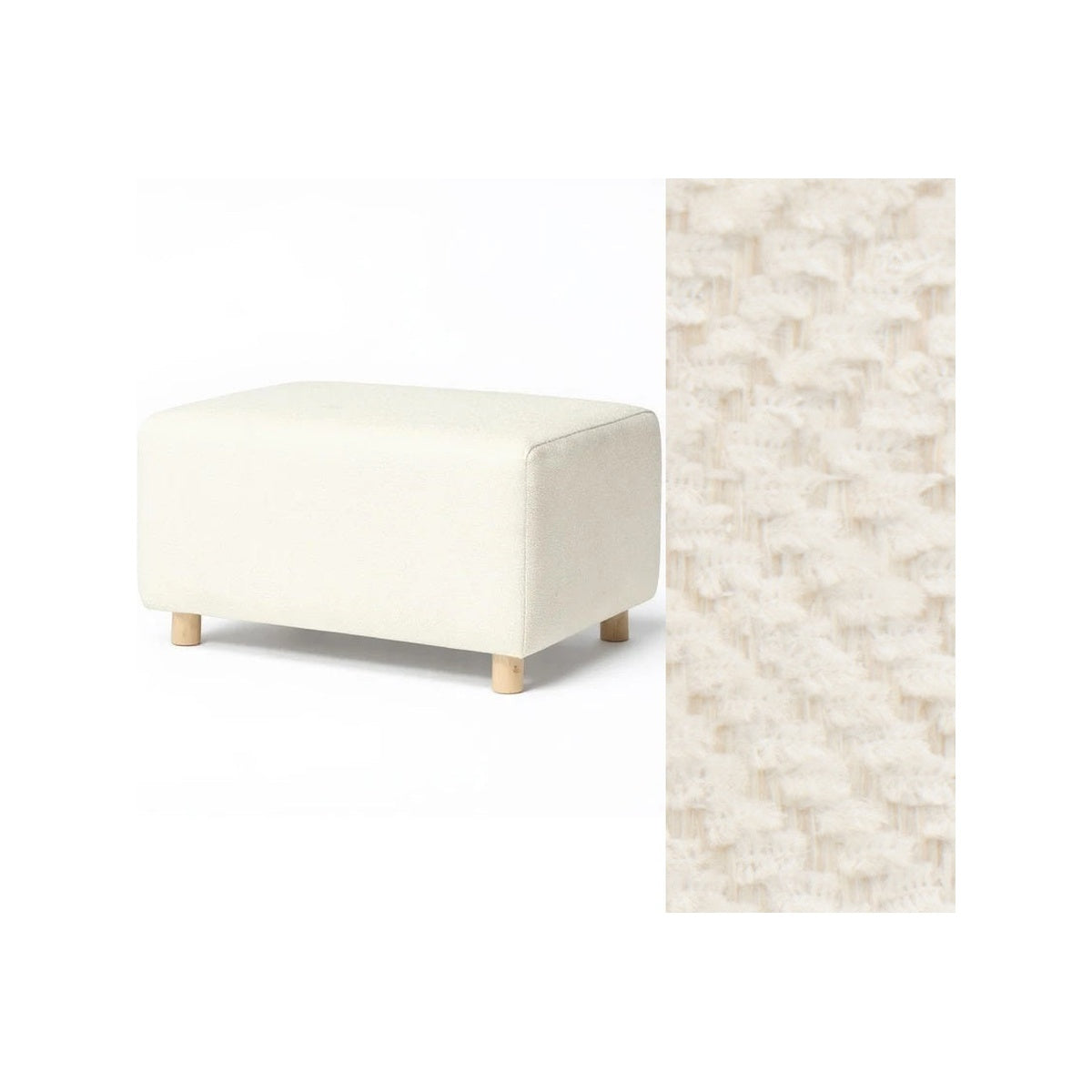 Wide Rectangle Ottoman with Wood Base I157