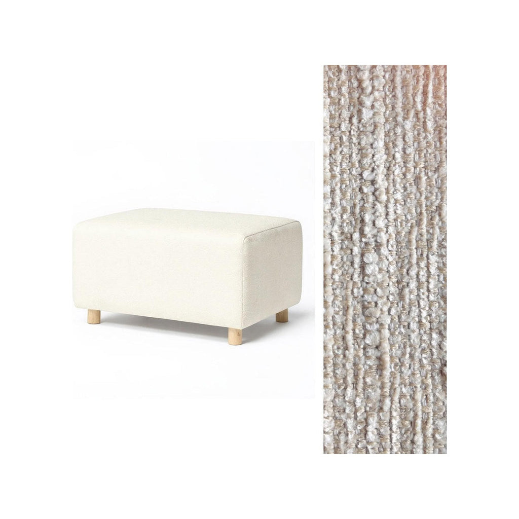 Wide Rectangle Ottoman with Wood Base I157