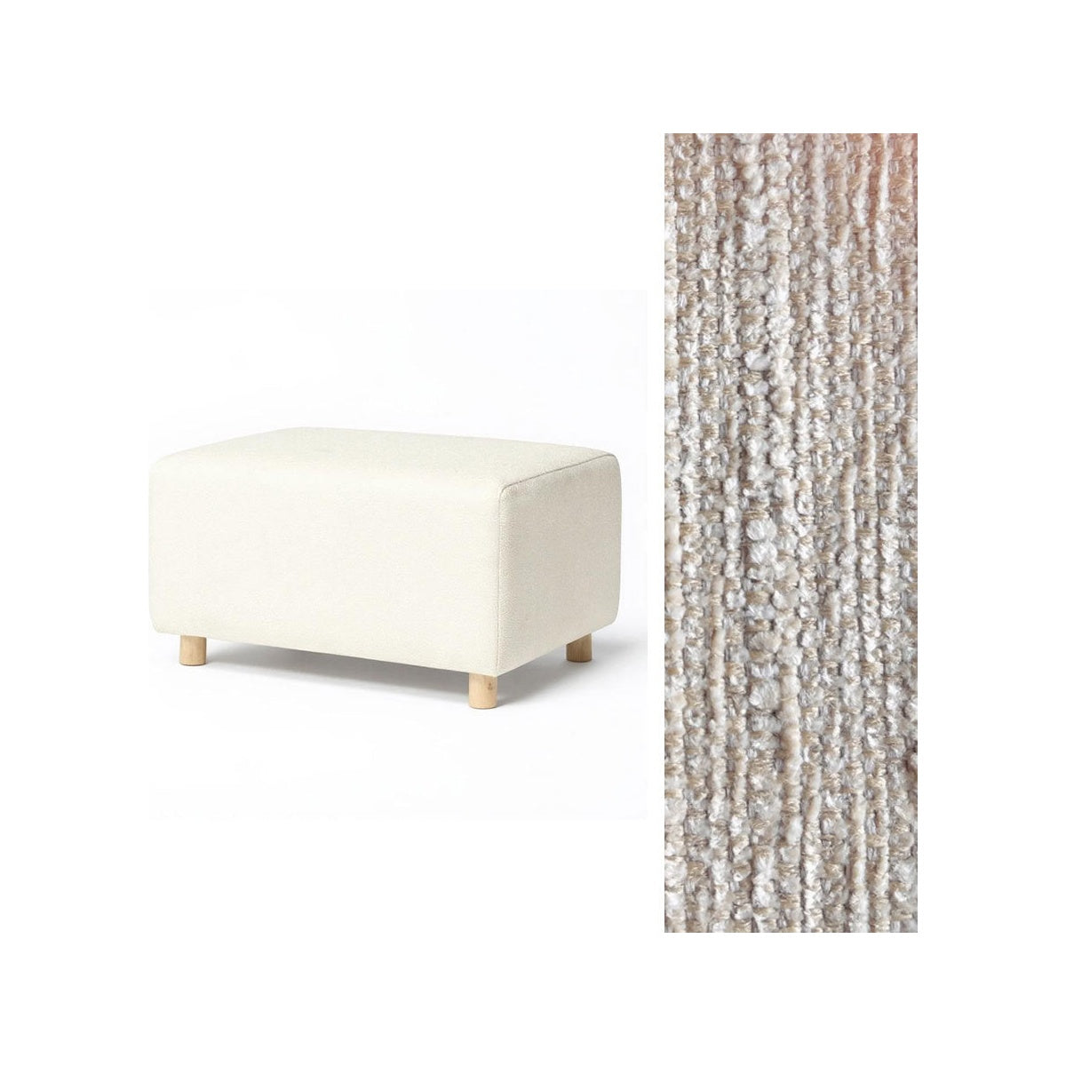 Wide Rectangle Ottoman with Wood Base I157