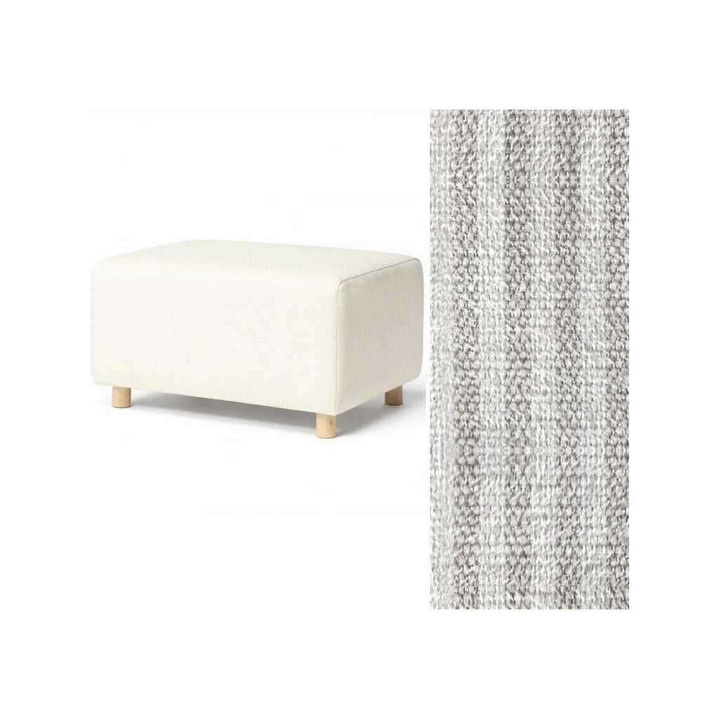 Wide Rectangle Ottoman with Wood Base I157