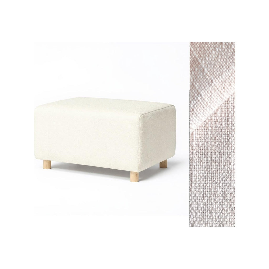 Wide Rectangle Ottoman with Wood Base I157