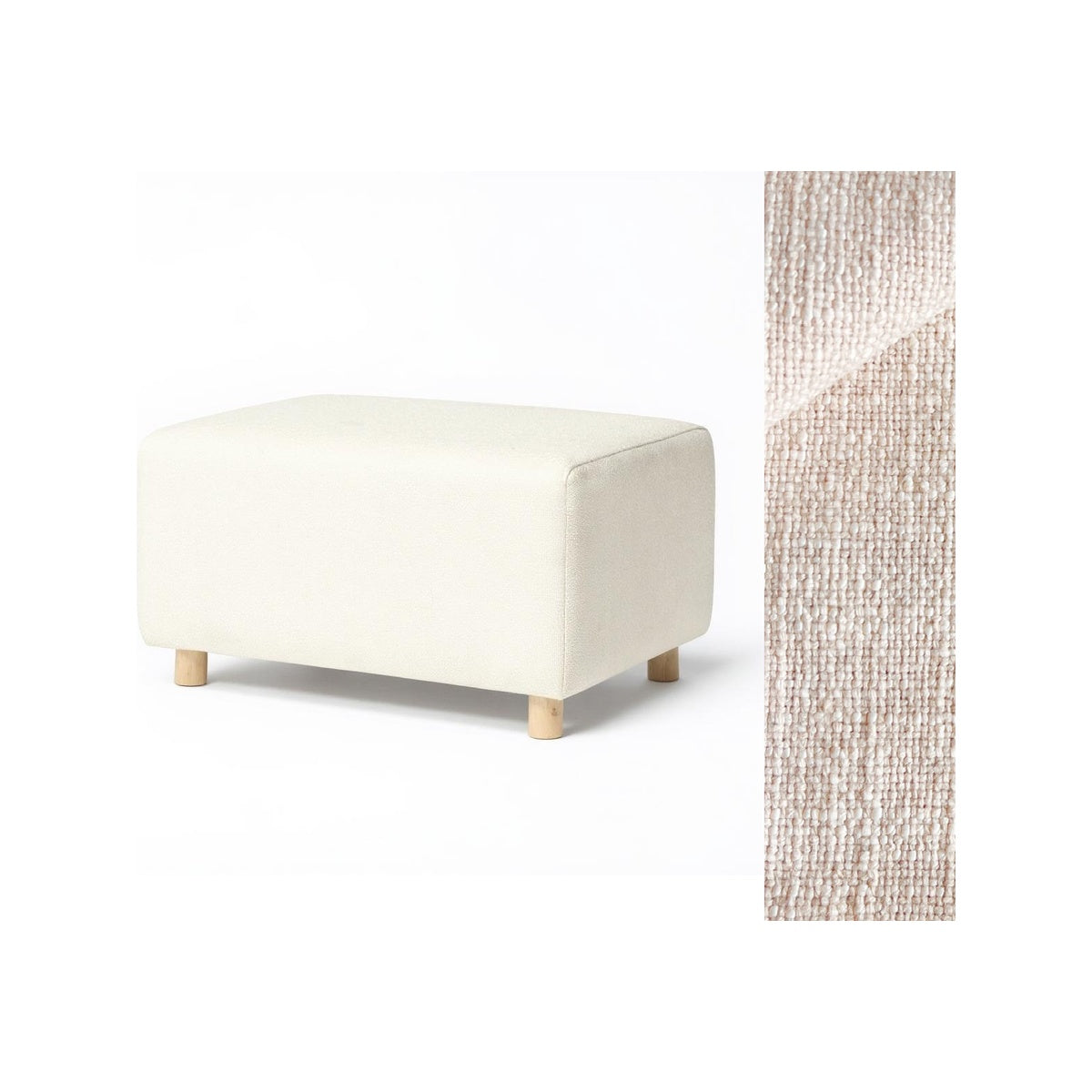 Wide Rectangle Ottoman with Wood Base I157