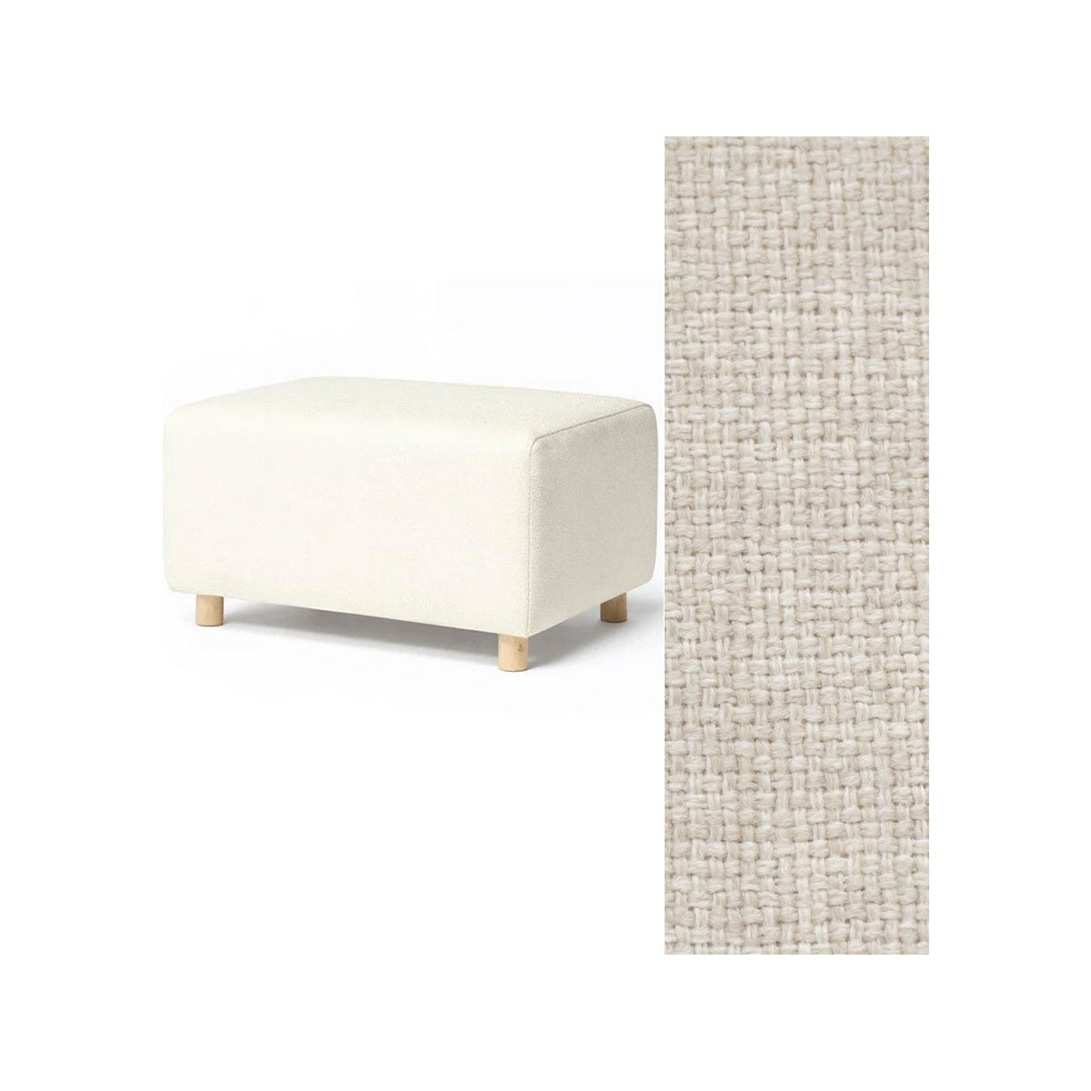 Wide Rectangle Ottoman with Wood Base I157