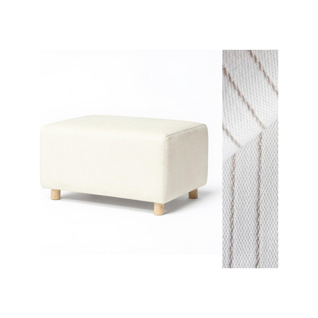 Wide Rectangle Ottoman with Wood Base I157
