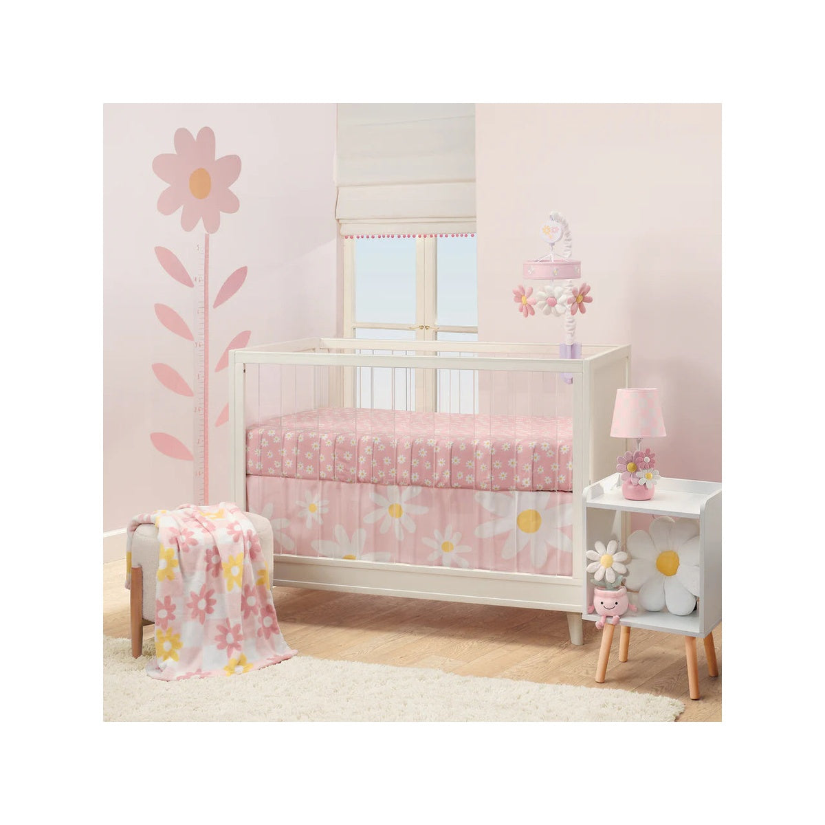 Baby Nursery Crib Bedding Set 3-Piece Pink/White L93503