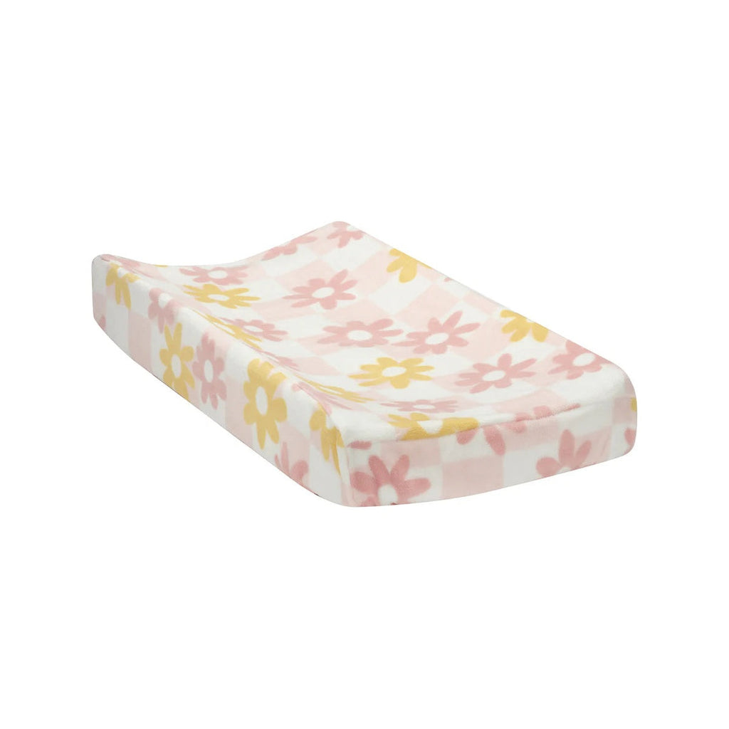 Daisy Dreams Pink/White Checkered Changing Pad Cover J123857