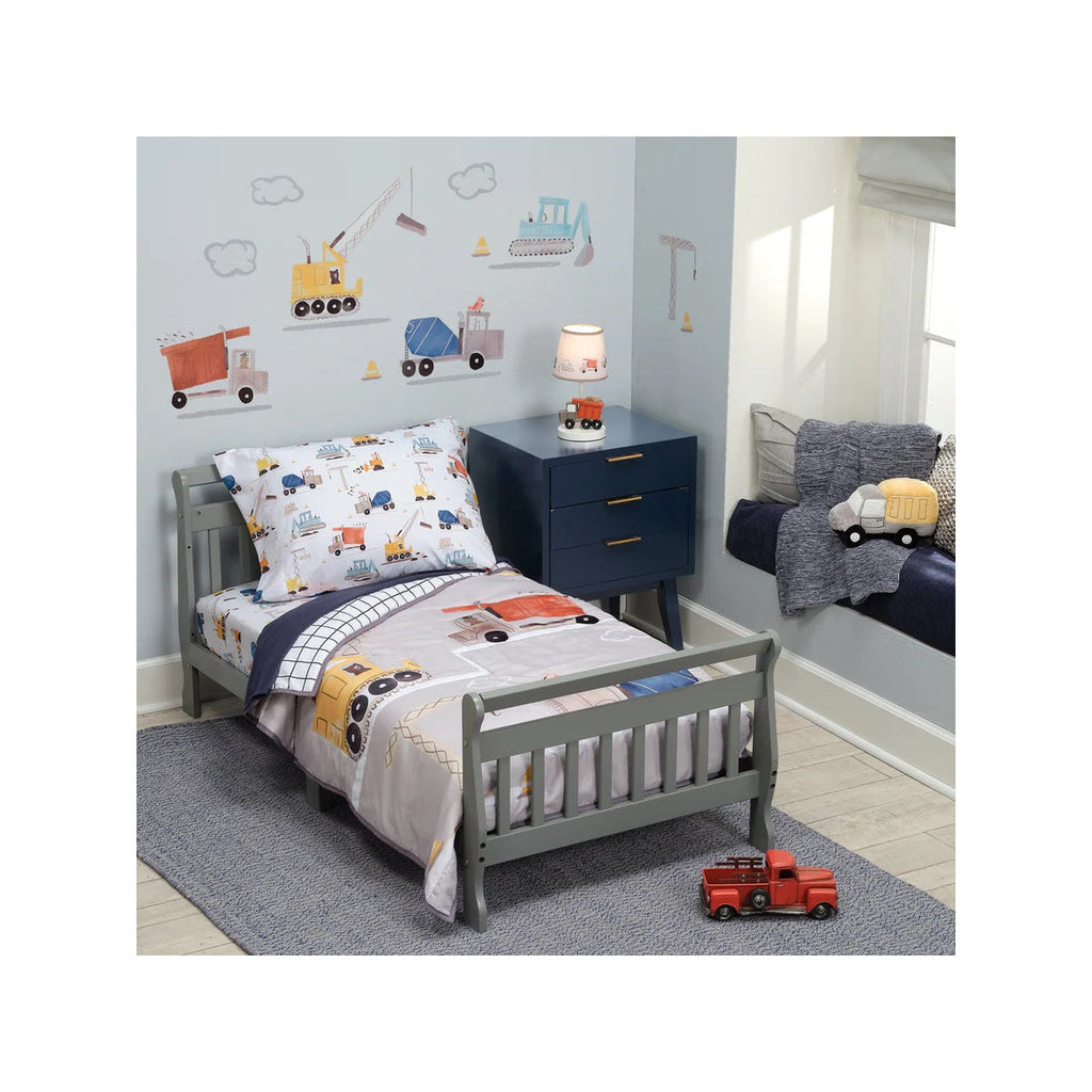 Toddler Bedding Set 4-Piece Gray Navy White E821864