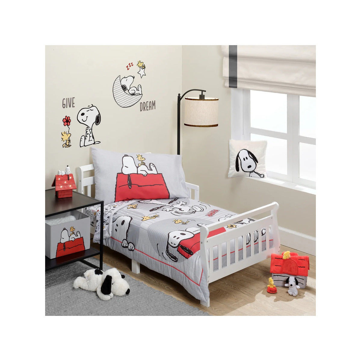 Toddler Bedding Set 4-Piece - Gray/Red/White V393
