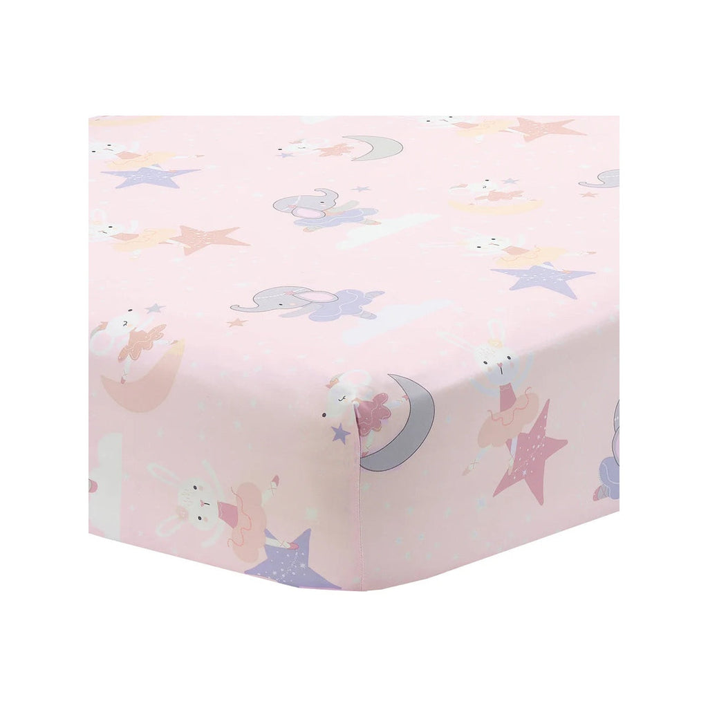 Pink Elephant Ballet Baby Fitted Crib Sheet L552
