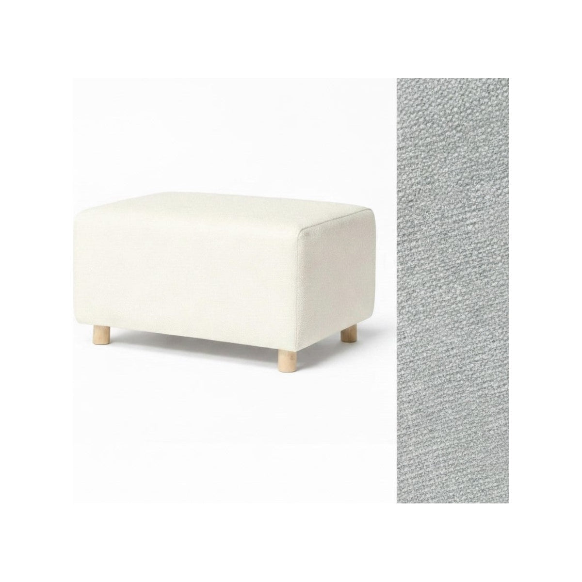 Wide Rectangle Ottoman with Wood Base I157