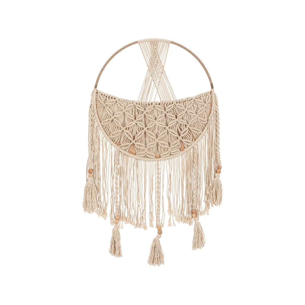 Macrame Boho Toy Storage Basket with Tassels - Beige R7795